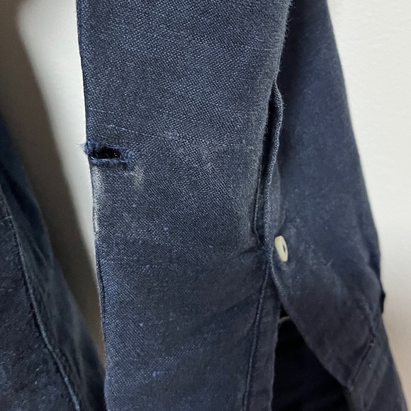 Banana Republic Navy Linen Cotton Long Sleeve Shirt M - Picture 3 of 10